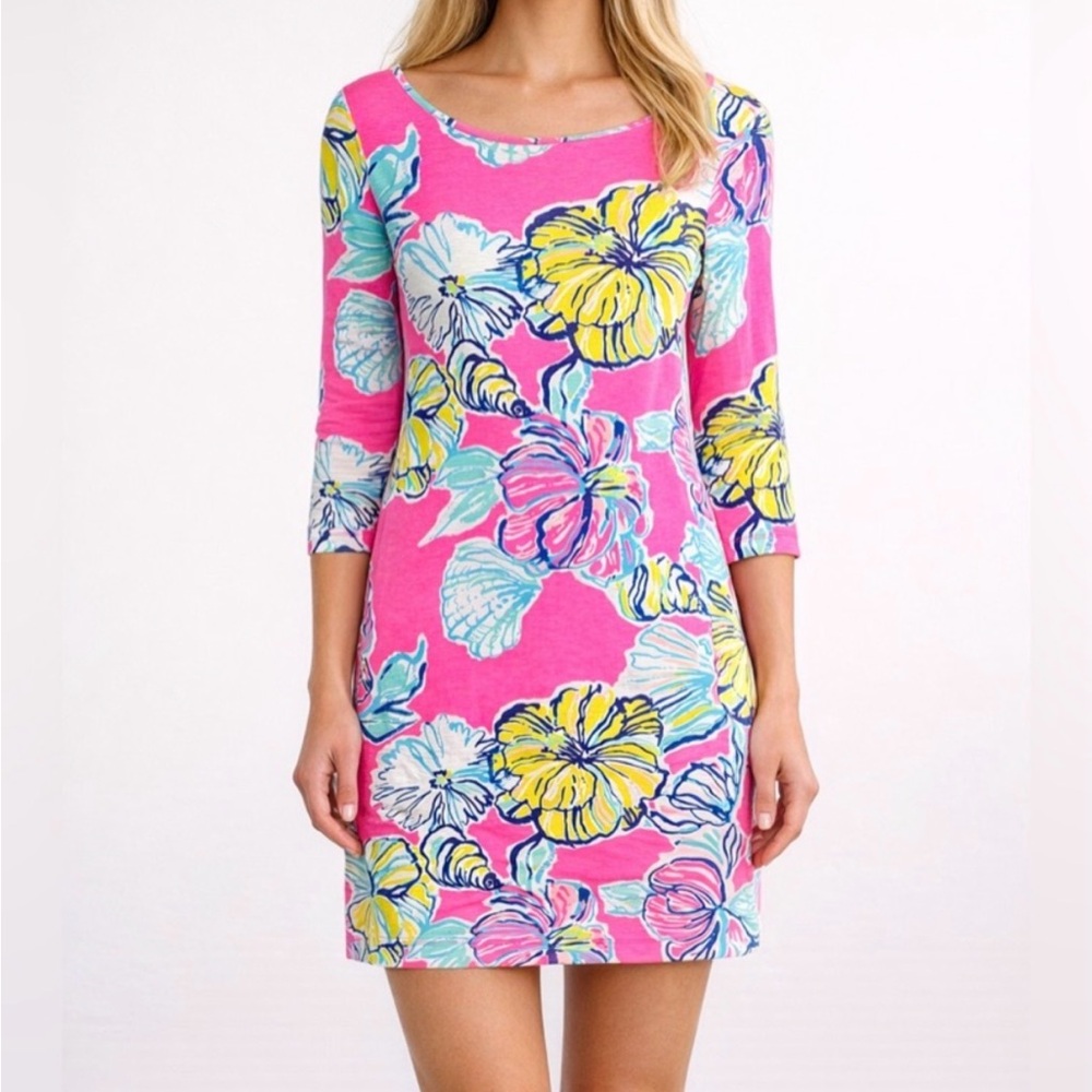 Lily Pulitzer hot pink  boat neck t shirt dress